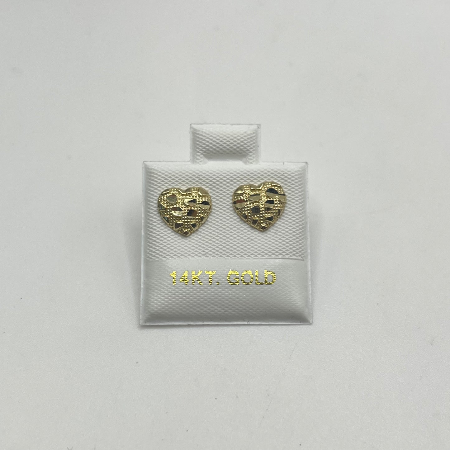 14K Gold Domed Heart Nugget Earrings (small)