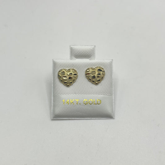 14K Gold Domed Heart Nugget Earrings (small)