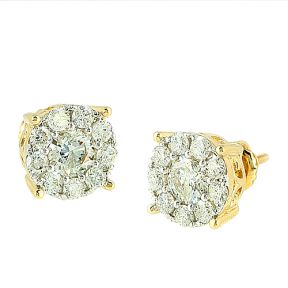 Diamond Cluster Earrings 14KY 1.00ctw