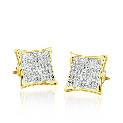 10k Gold Diamond Kite Earrings 13mm (Screwback)