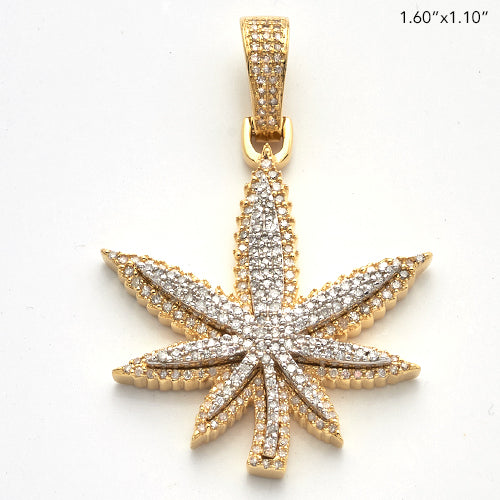 10K Gold Diamond Marijuana Leaf Charm