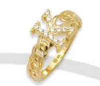 10K Gold Miami Cuban Initial Ring