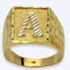 10K Gold Mens Nugget Initial Ring