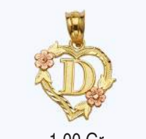 10K Gold Heart Initial Charm with Roses