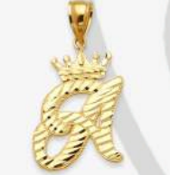 10K Gold Initial Charm with Crown (small)