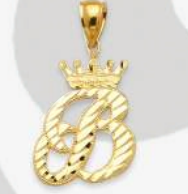 10K Gold Initial Charm with Crown (small)