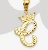 10K Gold Initial Charm with Crown (small)