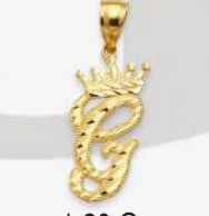 10K Gold Initial Charm with Crown (small)