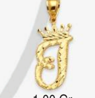 10K Gold Initial Charm with Crown (small)