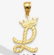 10K Gold Initial Charm with Crown (small)