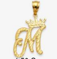 10K Gold Initial Charm with Crown (small)