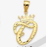 10K Gold Initial Charm with Crown (small)