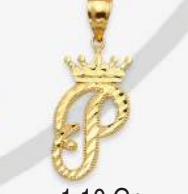 10K Gold Initial Charm with Crown (small)