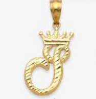 10K Gold Initial Charm with Crown (small)