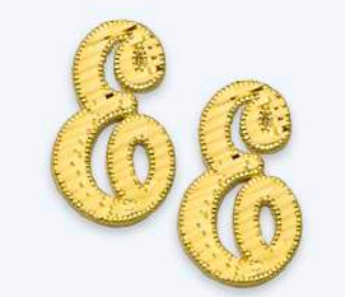 10K Gold  Large Cursive Initial Earrings (shiny diamond cut finish)