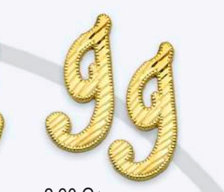 10K Gold  Large Cursive Initial Earrings (shiny diamond cut finish)