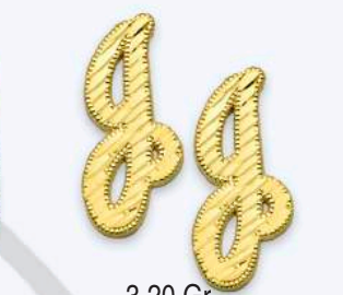 10K Gold  Large Cursive Initial Earrings (shiny diamond cut finish)