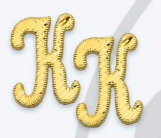 10K Gold  Large Cursive Initial Earrings (shiny diamond cut finish)