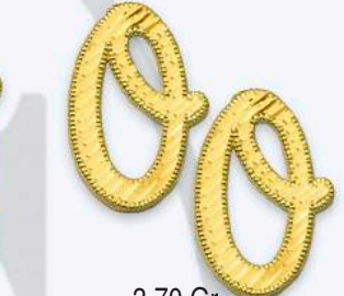 10K Gold  Large Cursive Initial Earrings (shiny diamond cut finish)