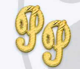 10K Gold  Large Cursive Initial Earrings (shiny diamond cut finish)