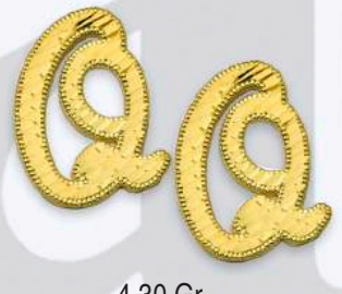 10K Gold  Large Cursive Initial Earrings (shiny diamond cut finish)