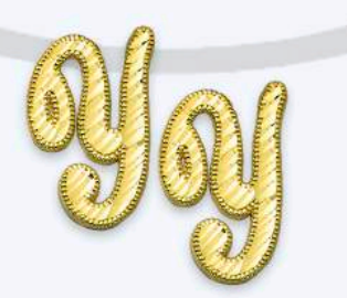 10K Gold  Large Cursive Initial Earrings (shiny diamond cut finish)