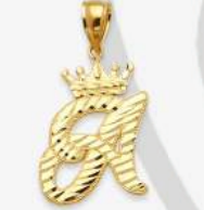 10K Gold Initial Pendant with Crown | Face Size: 15mm