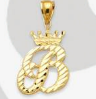 10K Gold Initial Pendant with Crown | Face Size: 15mm