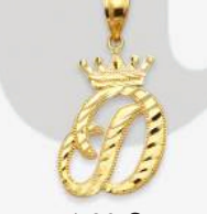 10K Gold Initial Pendant with Crown | Face Size: 15mm