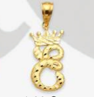 10K Gold Initial Pendant with Crown | Face Size: 15mm