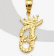 10K Gold Initial Pendant with Crown | Face Size: 15mm