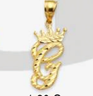 10K Gold Initial Pendant with Crown | Face Size: 15mm