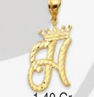 10K Gold Initial Pendant with Crown | Face Size: 15mm