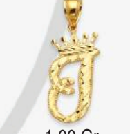 10K Gold Initial Pendant with Crown | Face Size: 15mm