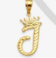 10K Gold Initial Pendant with Crown | Face Size: 15mm