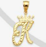 10K Gold Initial Pendant with Crown | Face Size: 15mm