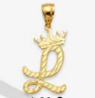 10K Gold Initial Pendant with Crown | Face Size: 15mm