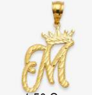 10K Gold Initial Pendant with Crown | Face Size: 15mm
