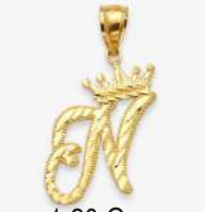 10K Gold Initial Pendant with Crown | Face Size: 15mm