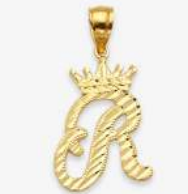 10K Gold Initial Pendant with Crown | Face Size: 15mm