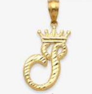 10K Gold Initial Pendant with Crown | Face Size: 15mm