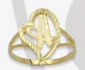 10K Gold Drifting Heart Initial Ring (small)