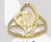 10K Gold Drifting Heart Initial Ring (small)