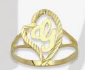 10K Gold Drifting Heart Initial Ring (small)