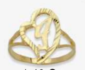 10K Gold Drifting Heart Initial Ring (small)