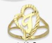 10K Gold Drifting Heart Initial Ring (small)