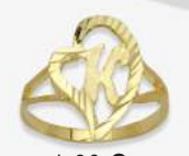 10K Gold Drifting Heart Initial Ring (small)