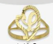 10K Gold Drifting Heart Initial Ring (small)