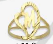 10K Gold Drifting Heart Initial Ring (small)