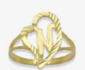 10K Gold Drifting Heart Initial Ring (small)